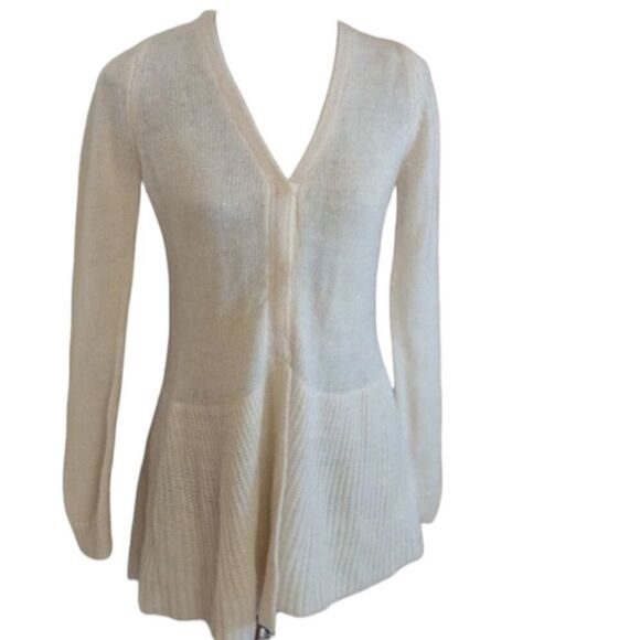 Zara Knit Alpaca sweater wool blend cardigan cream color size L - Picture 1 of 9